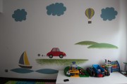 Stna dtskho pokoje autko loka baln / Nstnn figurln malba / Kombinovan technika