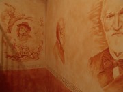 Galerie podobizen G. Verdiho -  nejstar lta - detail / Nstnn figurln kresba / Vymvan patina